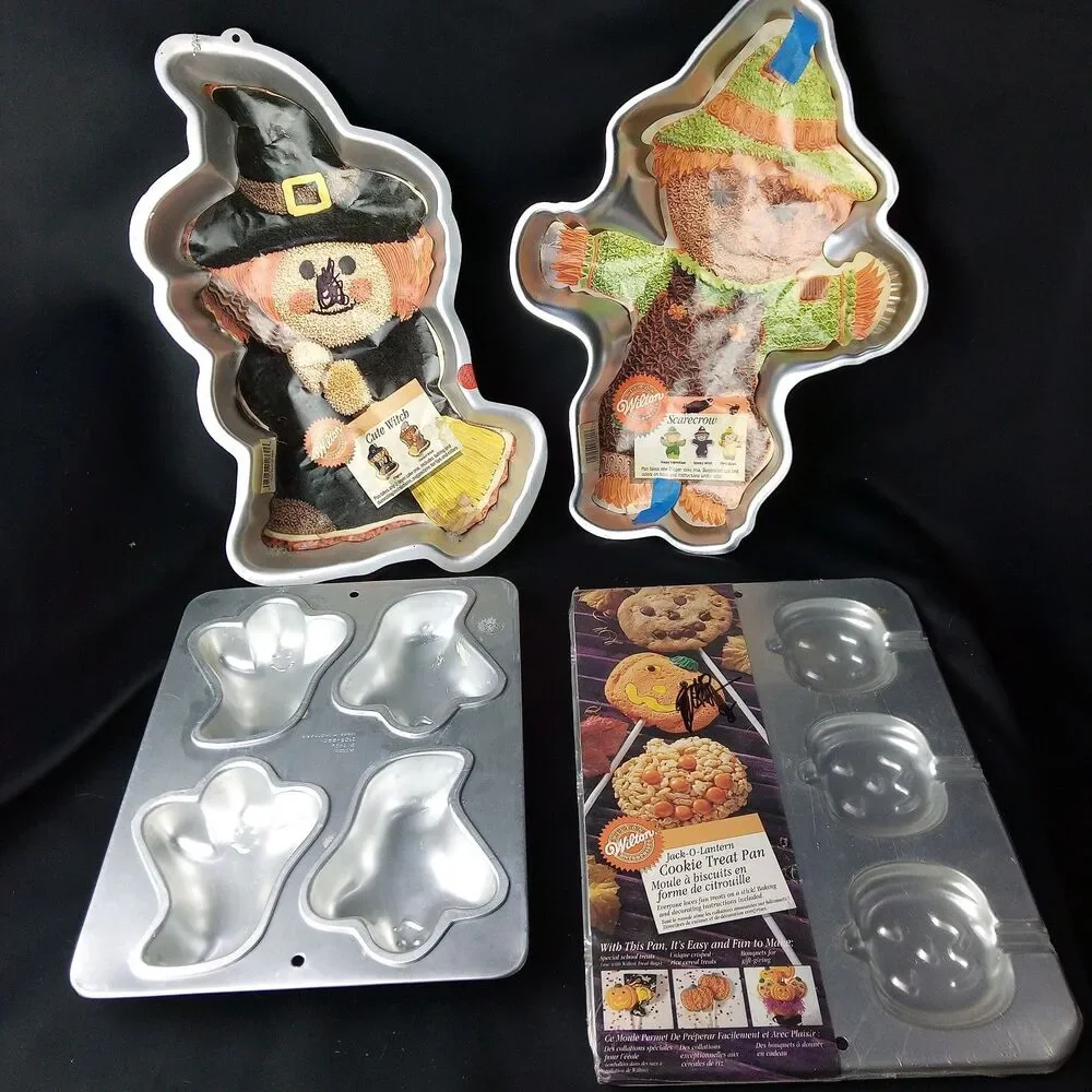 WILTON CAKE PAN FALL HALLOWEEN LOT witch scarecrow ghost pumpkin